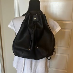 Black pebble grain leather back pack purse, excellent condition.